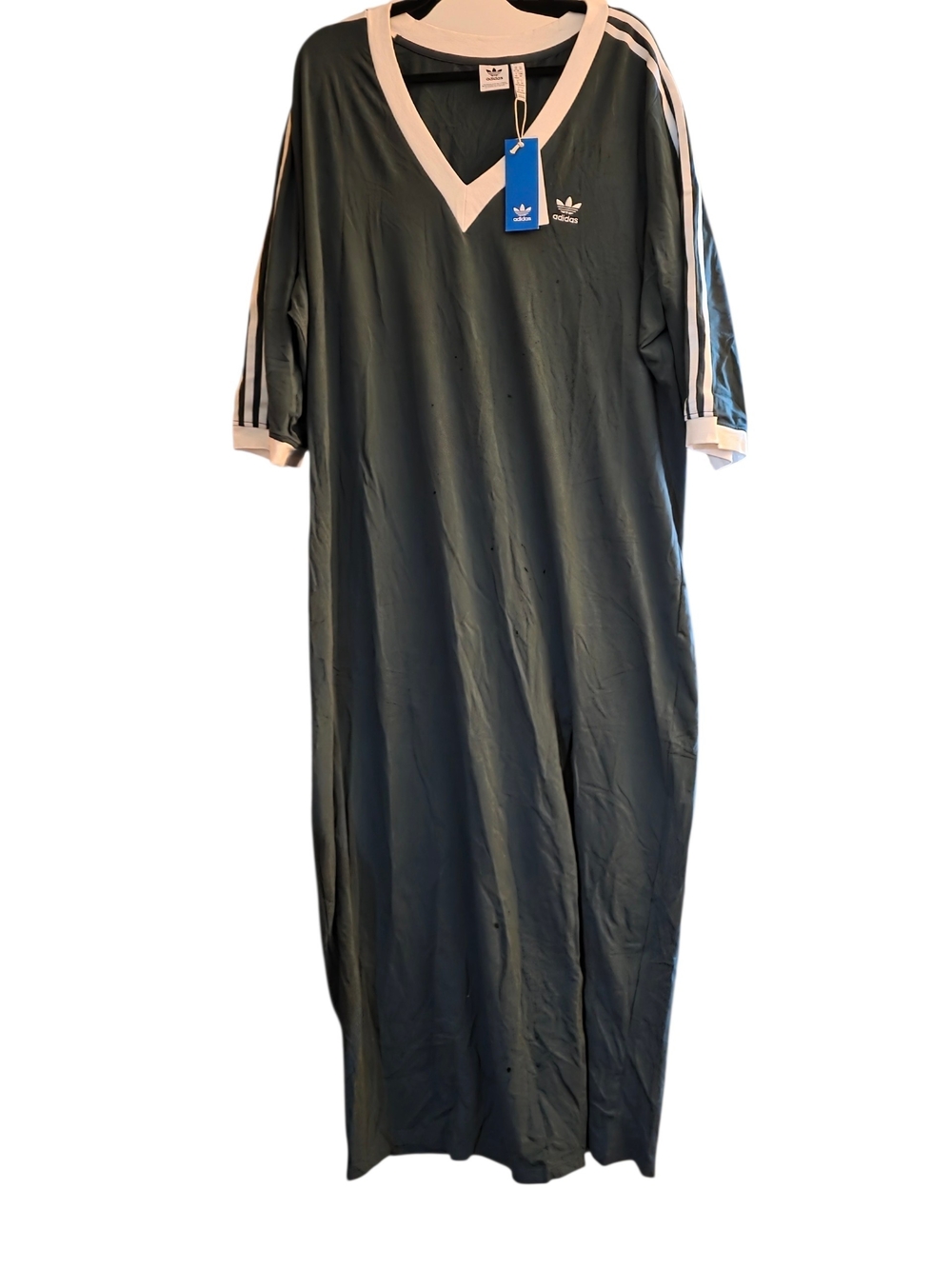 adidas Green V-Neck Maxi Dress with White Trim Plus size 4xl NWT